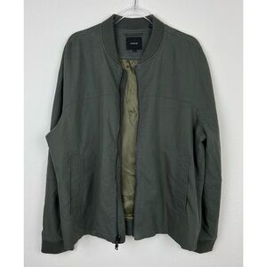 Vince Jacket Mens Green Cotton Linen Bomber Full Zip Pockets Utility